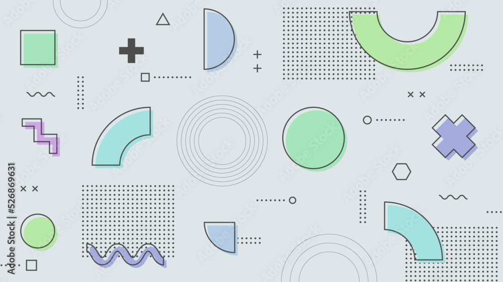 Sticker modern abstract background with retro memphis and soft pastel color