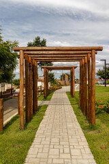 wooden portal in public square in the city of Andarai, State of Bahia, Brazil