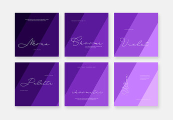 Social Media Layouts with Monochromatic Design and Purple Accent