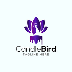 Peacock Logo design vector template. Candle Element Logotype icon