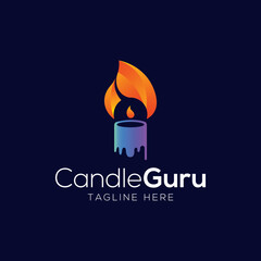 Guru Logo design vector template. Candle Silhouette Logotype icon