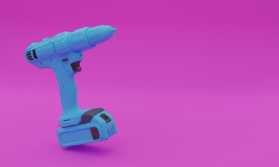 3d illustration, drill image, pink background, 3d rendering.