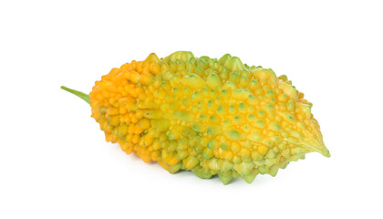 Fresh ripe bitter melon on white background