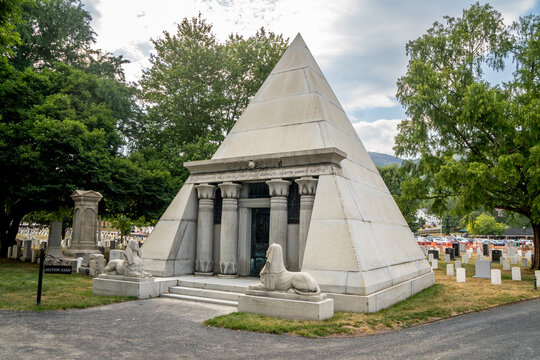 West Point, NY - USA - Aug 26, 2022 Landscape view of the Mausoleum of Egbert Ludovicus Viele at the West Point Cemetery