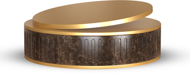 Gold and Black Marble Round Podium Product Showcase