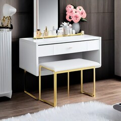Vanity Table and Seat in a Modern Woman's Bedroom