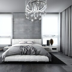 Chic Minimalist Bedroom with a Grey and White Design
