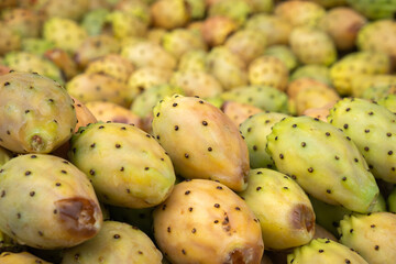 pile of cactus fruit at the market