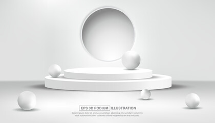 Realistic 3d white cylinder stage for product beauty and others
