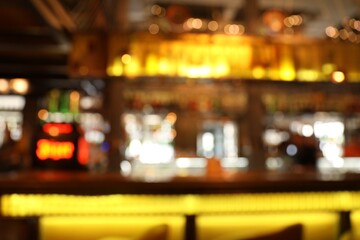 Fototapeta premium Blurred view of bar counter in cafe