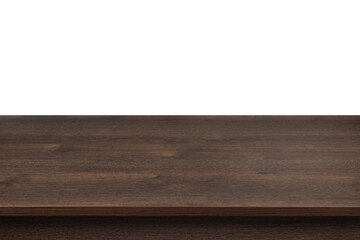 Empty wooden surface isolated on white. Mockup for design