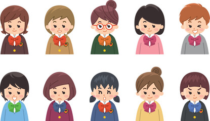 女子中高生のアイコンセット　バリエーション　色々