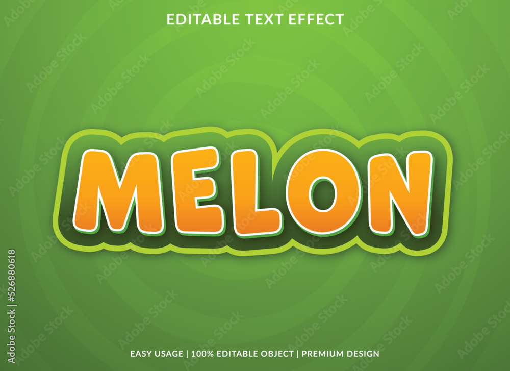 Wall mural melon editable text effect template with abstract style use for business logo and brand