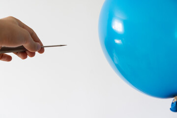 needle blowing balloon, as the concept of economy risk and crisis