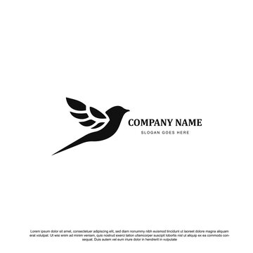 Silhouette bird logo design vector with exotic wings design