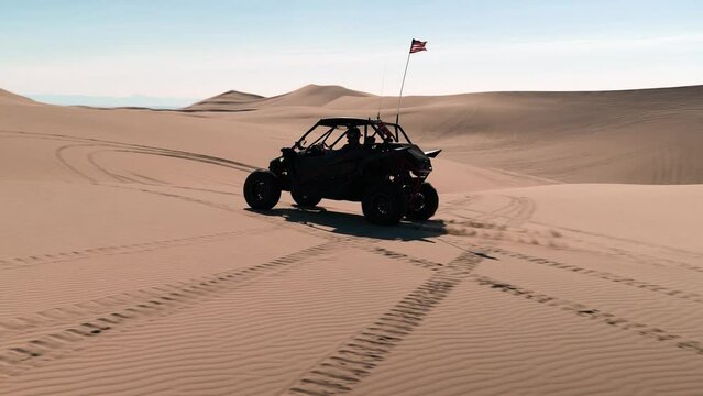 UTV offroading in the desert Sand Dunes