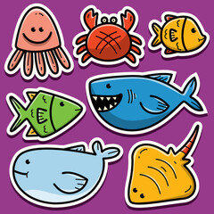 Fish doodle cartoon illustration design