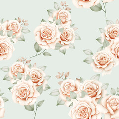 Watercolor Floral Roses Seamless Pattern 