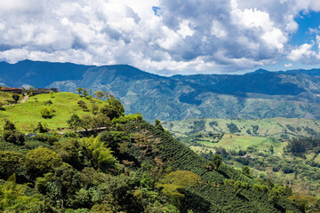 Mountainous landscape of southwest Antioquia - Mountains, blue sky and trees