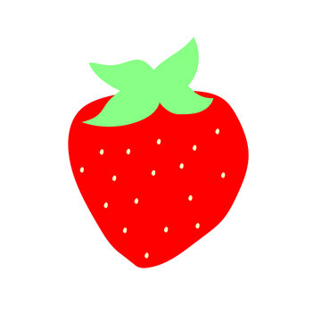 recommend clip art: red strawberry on white background. Sweet food. Vector illustration. stock image.