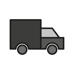 Black truck icon. Truck icon in flat style. Vector illustration. stock image. 