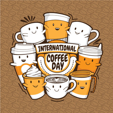 International Coffee Day Doodle Illustration Design