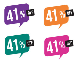  41 percent discount. purple, orange, green and pink balloons for promotions and offers. Vector Illustration on white background.