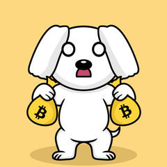 Vector illustration of premium cute dog doing weightlifting