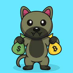 Vector illustration of premium cute dog doing weightlifting