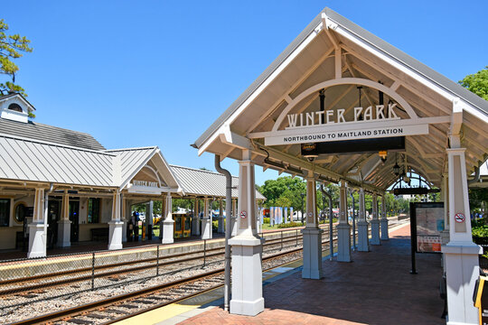 Sun Rail And Amtrak Train Station In Winter Park, Florida Just North Of Orlando. 