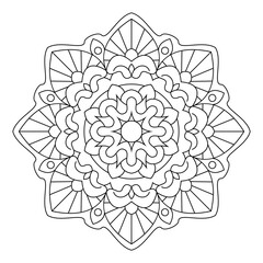 Mandala design illustration. Oriental decorative round ornament can be used for meditation background, stress therapy and coloring page.