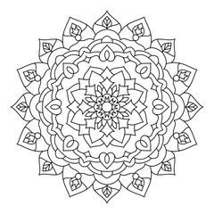 Mandala design illustration. Oriental decorative round ornament can be used for meditation background, stress therapy and coloring page.