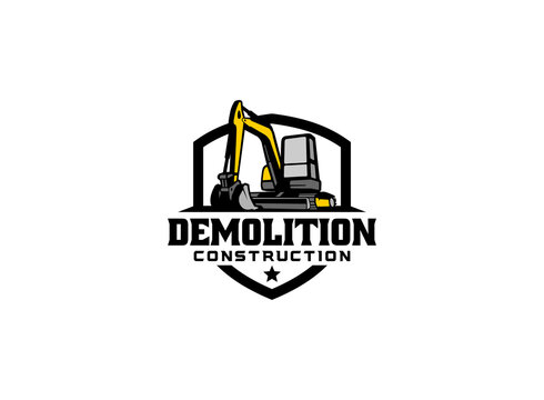 Excavator logo vector for construction company. Heavy equipment template vector illustration for your brand.