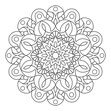 Mandala design illustration. Oriental decorative round ornament can be used for meditation background, stress therapy and coloring page.