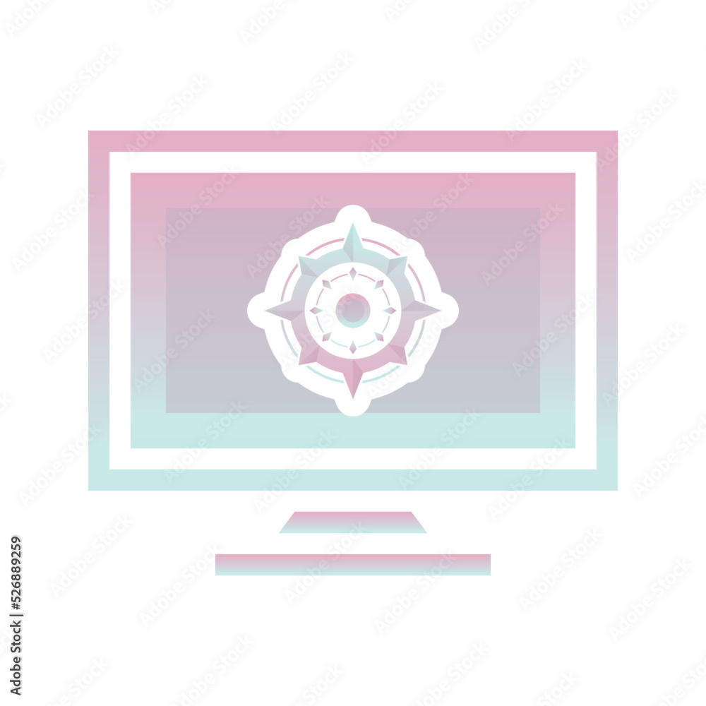 Poster monitor compass logo gradient design template icon element