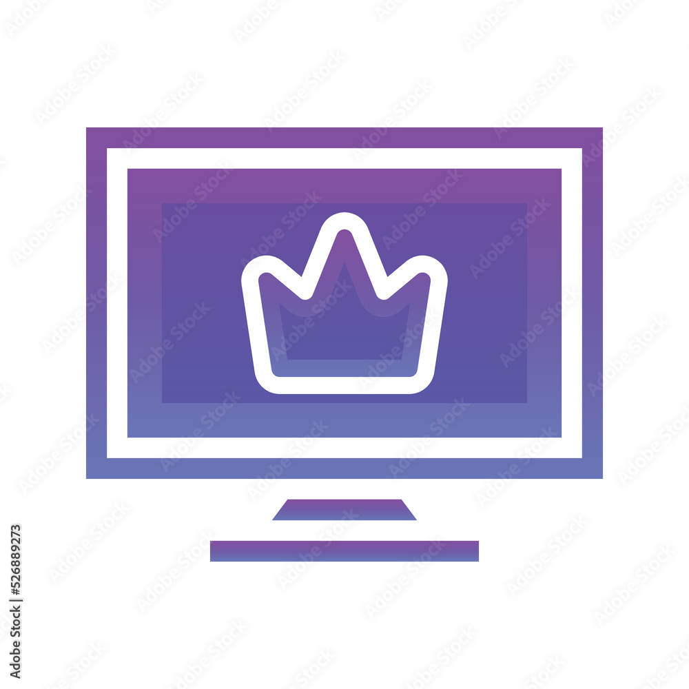 Poster monitor crown logo gradient design template icon element