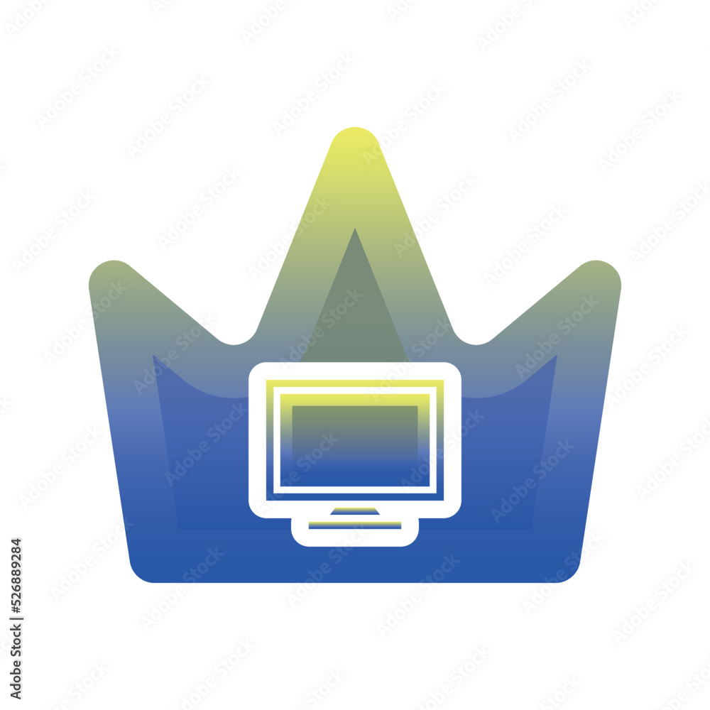 Poster monitor crown logo gradient design template icon element