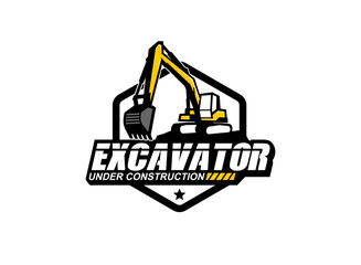 Excavator logo vector for construction company. Heavy equipment template vector illustration for your brand.