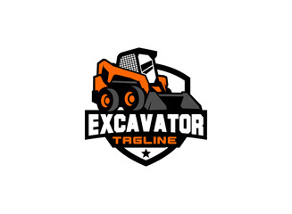 Skid steer logo vector for construction company. Heavy equipment template vector illustration for your brand.