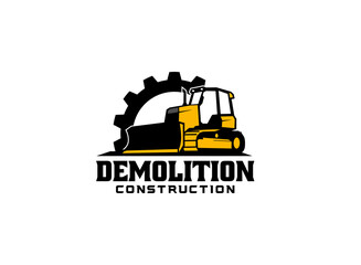 Dozer logo vector for construction company. Heavy equipment template vector illustration for your brand.