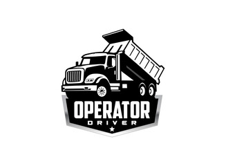 Dump truck logo vector for construction company. Heavy equipment template vector illustration for your brand. © D'Graphic Studio