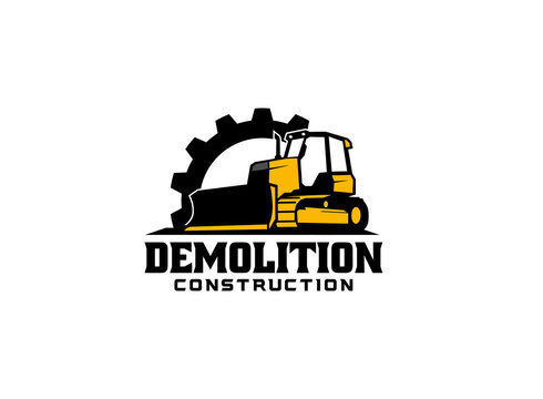 Dozer logo vector for construction company. Heavy equipment template vector illustration for your brand.