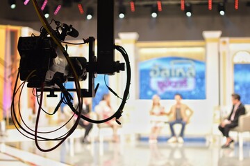 Crane with a high quality camera of television broadcasting and movie production.