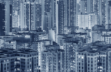 Aerial view of residential buildings in Hong Kong city