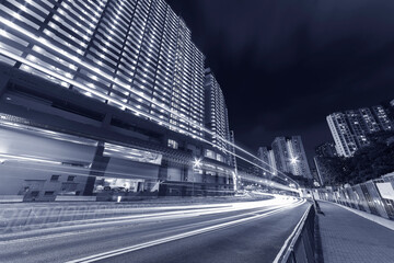Fototapeta na wymiar Light trail of traffic in urban city