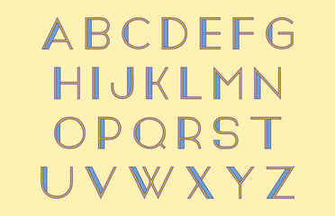 Outline Art Deco Style Alphabet Letter Collection