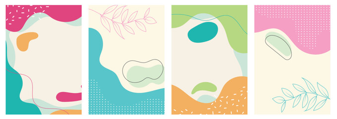 Set of minimalist handdrawn abstract fluid shape
