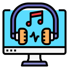 Audio Music filled line color icon. Can be used for digital product, presentation, print design and more.