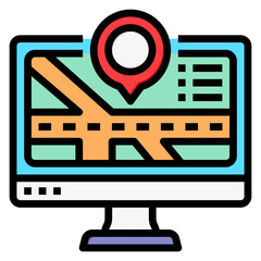 Map and Location filled line color icon. Can be used for digital product, presentation, print design and more.