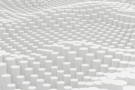 White abstract 3d geometric cylinder pattern wallpaper background